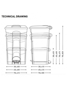 Konteineris su pedalu JVD 90L, baltas