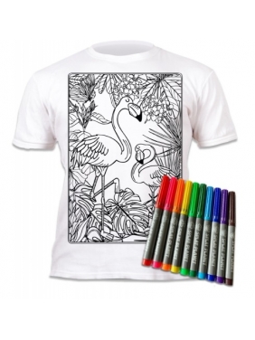 SPLAT PLANET marškinėliai su flomasteriais Flamingai